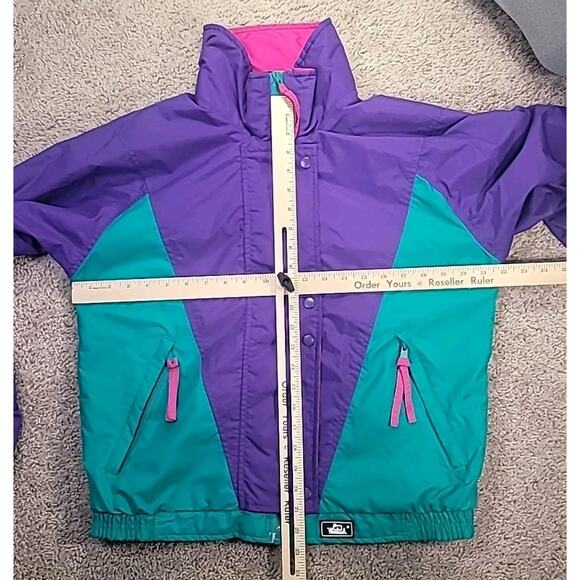 VTG 80s Woolrich Color Block Windbreaker Jacket S Purple Green Pink Retro - Picture 7 of 7